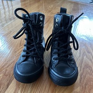 CONVERSE boys black faux leather sneaker boots